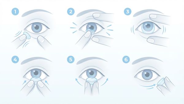 Illustration: Einsetzen und Entfernen von Kontaktlinsen